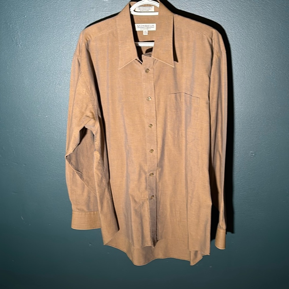 Monsieur By Givenchy Men’s Brown/Tan Dress Shirt Size XL